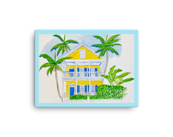 Canvas print of “Key West Cottage in Yellow”