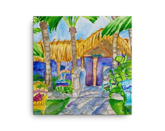 Canvas Print of Guanabanas Tiki Bar in Jupiter, Florida