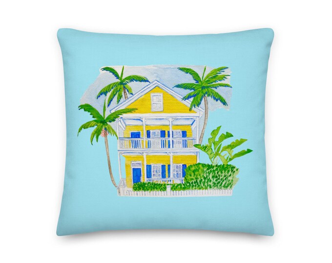Key West Cottage in Yellow Premium Pillow