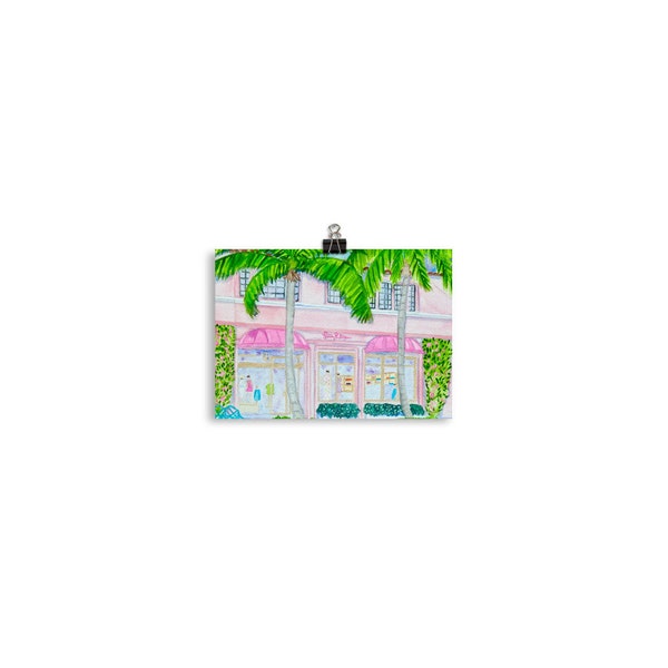 Print of watercolor of Lilly Pulitzer store in Palm Beach