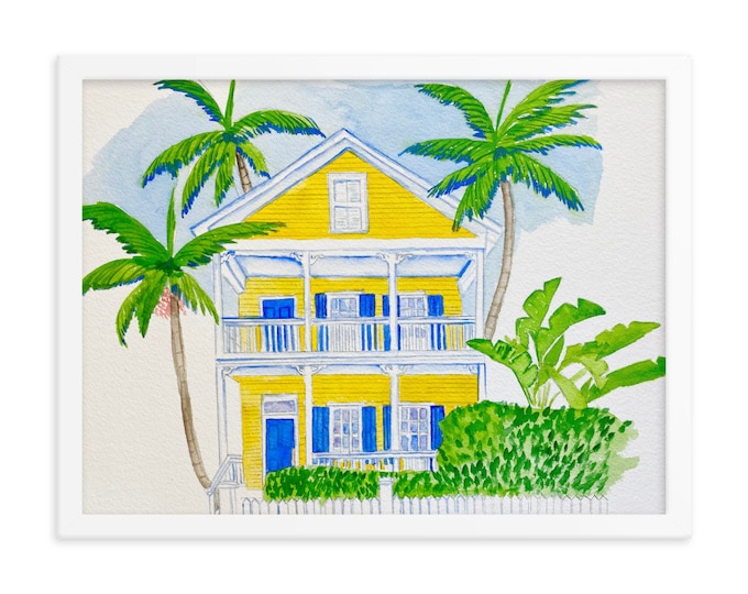 Framed poster of “Key West Cottage in Yellow”