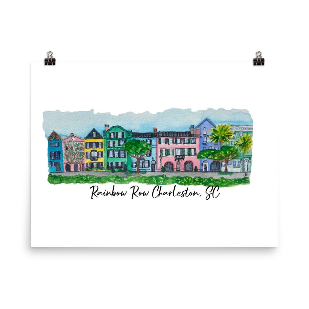 Impression Encadrée Ann Nicholls Williams - Rainbow Row Charleston SC Été 92 - Signée
