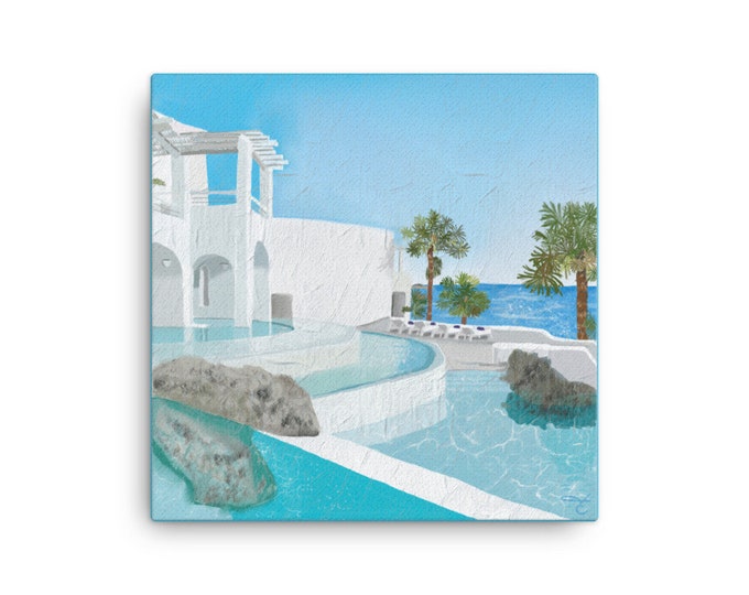 Canvas print of Hotel “Mykonos Blu” in Greece