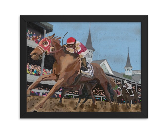Framed print of painting of Rich Strike in 2022 Kentucky Derby