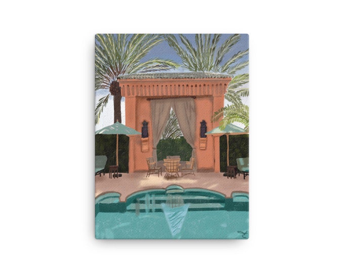 Canvas print of  painting of resort in Marrakech Morocco