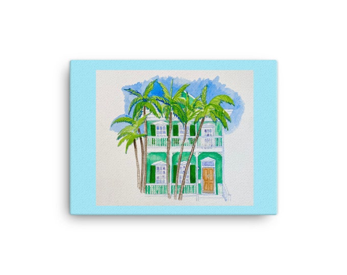 Canvas print of Key West Cottage in Green
