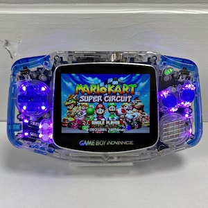Game Boy Advance ULTIMATE FunnyPlaying Custom Console w/ RGB Motherboard Backlit Screen Gameboy Custom Retro Console Gift for Gamers - Blue