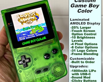 Game Boy Color OLED Custom Game Console with Touch Control AMOLED Screen GBC Gameboy Color Custom Retro Console Gift for Gamers