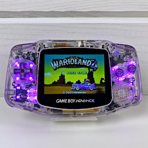 Custom Game Boy Advance: FunnyPlaying Black Motherboard, Backlit Screen, RGB LEDs - Modded Retro Console