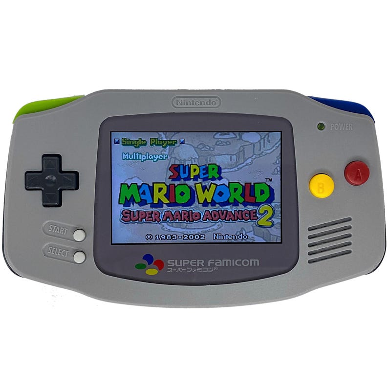 Custom Game Boy Advance Console: SNES Theme, Laminated ITA Screen, Rechargeable Battery Super Famicom Theme