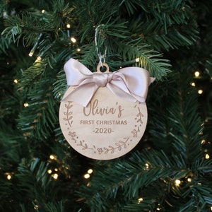 FIRST CHRISTMAS Engraved Baby Ornament / Christmas Baby Ornament / Baby's First Christmas Personalized Ornament / Laser Wood Ornament