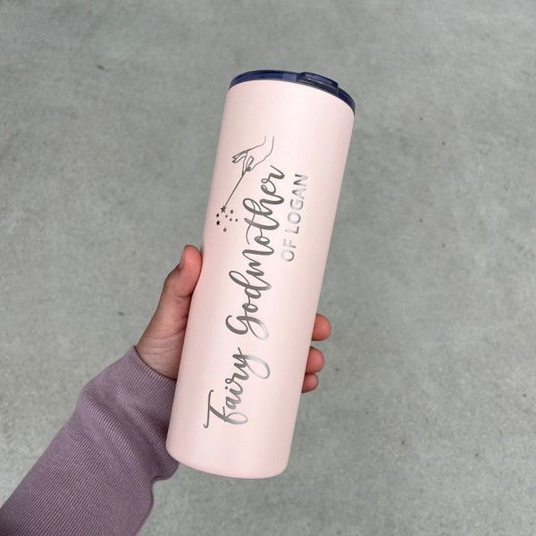 FAIRY GODMOTHER TUMBLER With Name / Personalized Fairy Godmother Tumbler / Engraved Godmother Tumbler / Fairy Godmother Gift Proposal