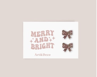 MINI Holiday Bow Earrings / Bow Earrings / Rosegold Bow Earrings / Holiday Bow Stud Earrings