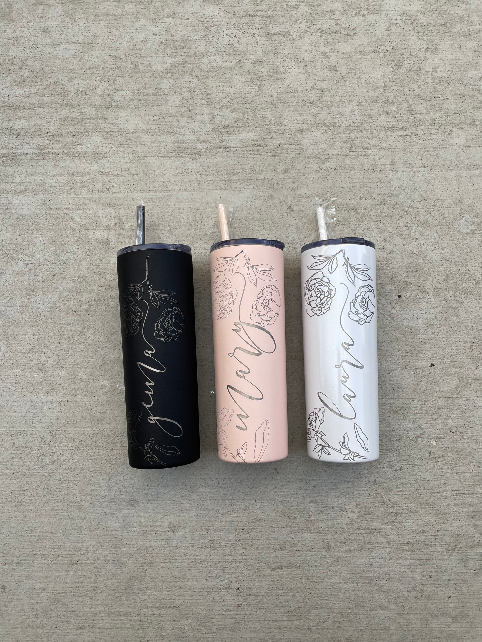 LASER ENGRAVED Floral Tumblers / Floral Engraved Tumbler / Etsy