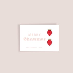 Mini Christmas Lights Stud Earrings / Holiday Stud Earrings / Lights Stud Earrings / Cute Holiday Earrings / Festive Wood Earrings