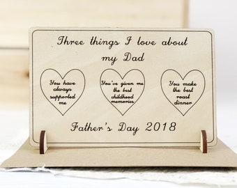 Father's Day Card - Things I Love About My Dad - Reasons I Love My Dad - Card for Dad - Fathers Day Gift - Wooden Card - Personalised Card