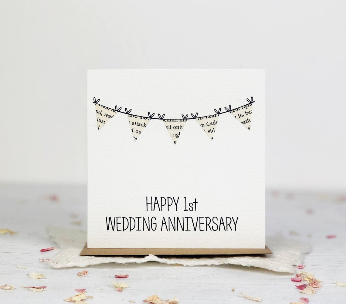 1st Wedding Anniversary Card Paper Wedding Anniversary Etsy