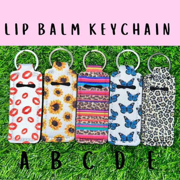 Chap-stick Holder, Lip balm holder keychain, Gift for her, Chap-stick Holder for Backpack, Chap-stick lip gloss holder, Lip balm Keyring