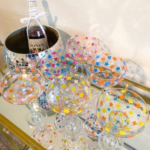 Confetti-margaritaglazen met bloemen - set van 6