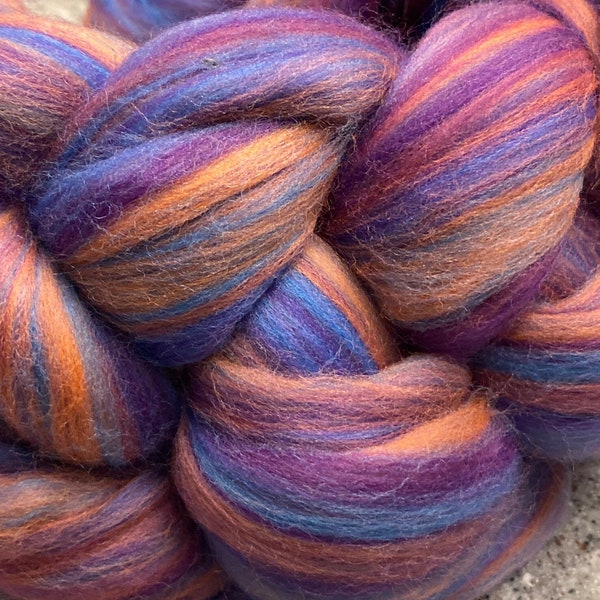 Multi Color Blended Merino Wool Top Roving 21.5 micron 4 oz braid from  Foxglove Fiberarts Supply - Butterfly bush