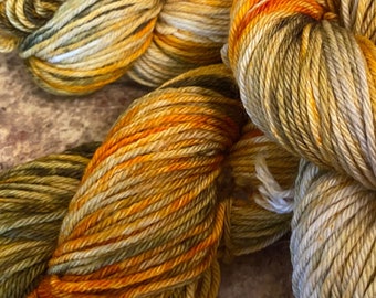 Hand Dyed "Autumn Leaves" Worsted  weight Merino Variegated Yarn - 4 oz, 210 yds