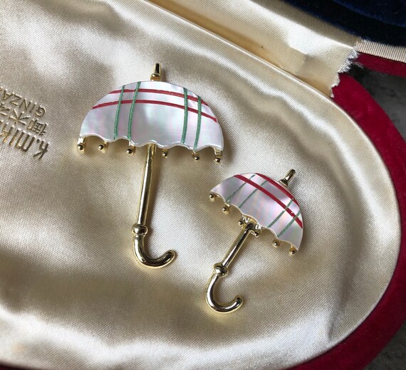 50s/60s Mid-Century Umbrella Matching Brooches UN… - image 6