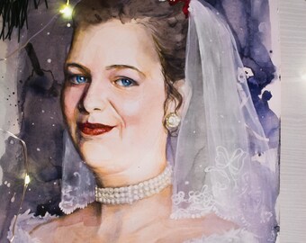 Personalisiertes Aquarell Portrait: Hochzeit, Familie, Geliebte Personen