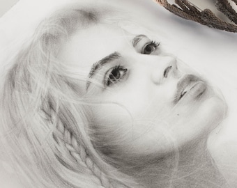 Original graphite girl portrait