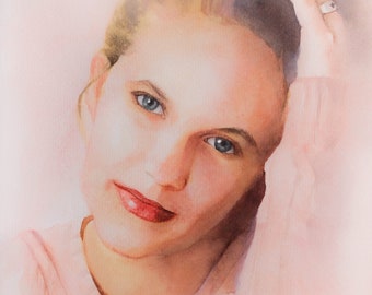 Original watercolor girl painting, memorable gift for close people, custom portrait from photo, Personalized HandPainted Watercolor Portrait