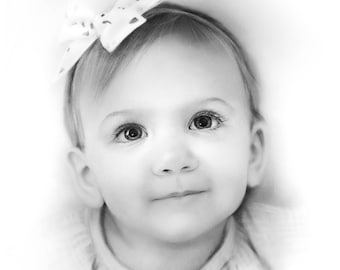 Custom Baby Pencil Portrait: Hand-Drawn from Photo