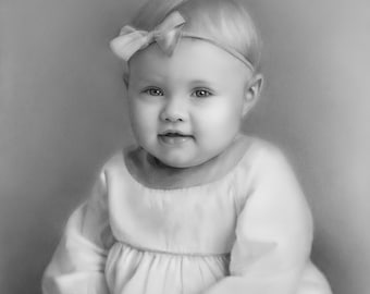 Custom Pencil Portrait from Photo, Personalized Art Gift