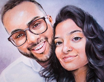 Custom Watercolor Couple Portrait, Unique Illustration Gift