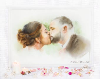 Valentine&#39;s Day Custom Portrait Painting From Photo Valentine&#39;s Day gift gift for her gift for him Original painting home decor wall decor