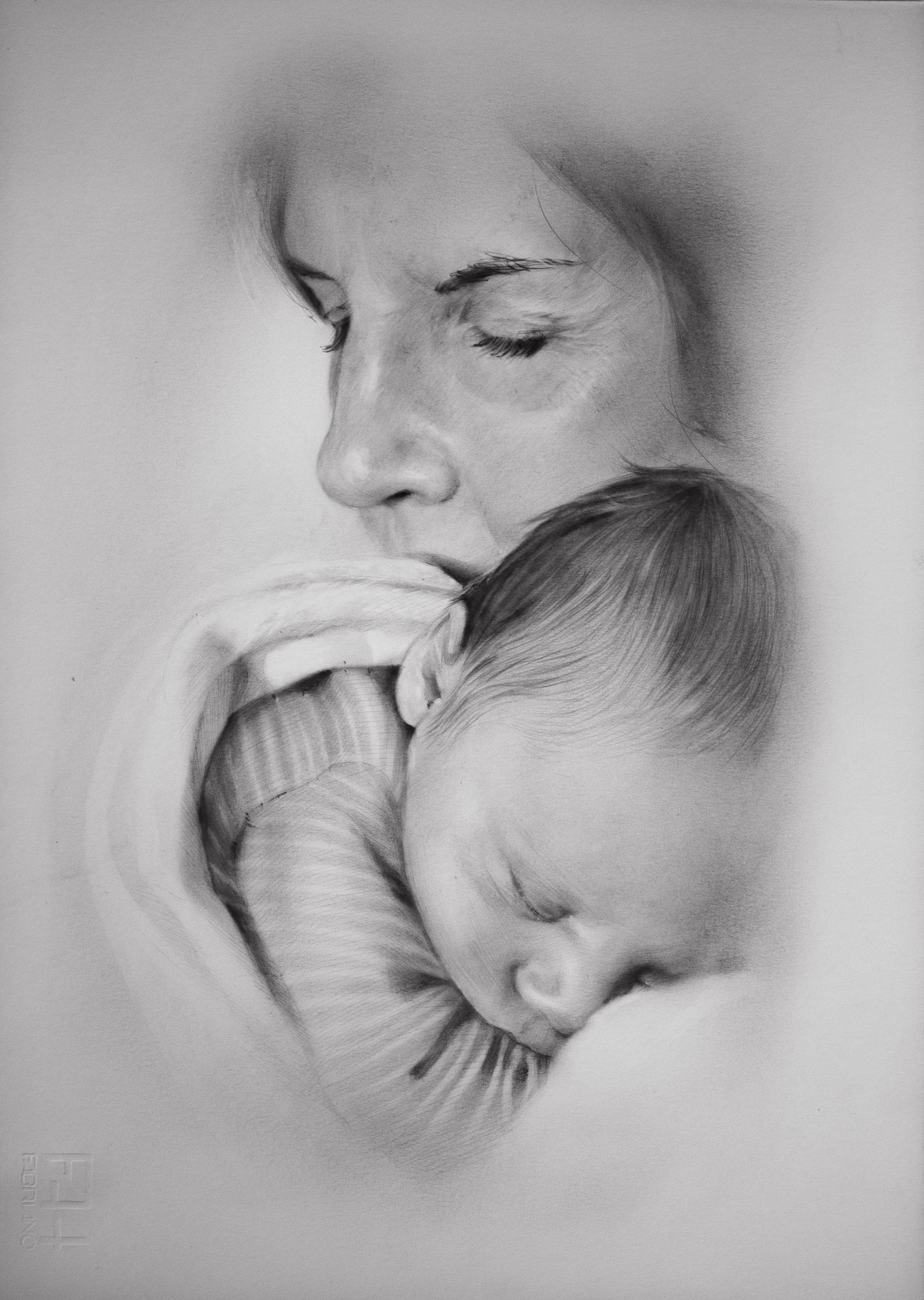 Pencil Drawings Of Babies With Mom