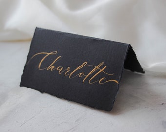 Hand Made Place Named Card for Wedding Hand Lattered With Golden