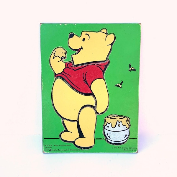 1987 WINNIE the POOH Eating Honey Puzzle~Kids Walt Disney Puzzle #3618~Judy Instructo~Pooh Bear Puzzle~Nursery~Baby Gift