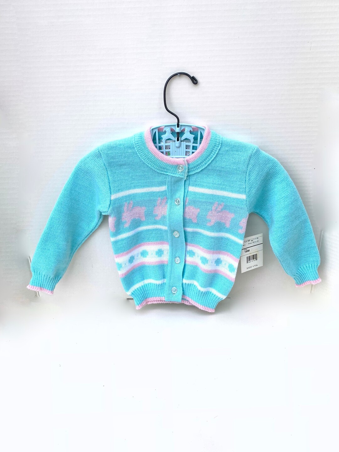 Vintage Baby Girl EASTER Sweater Cardigan With Bunny Rabbitssize