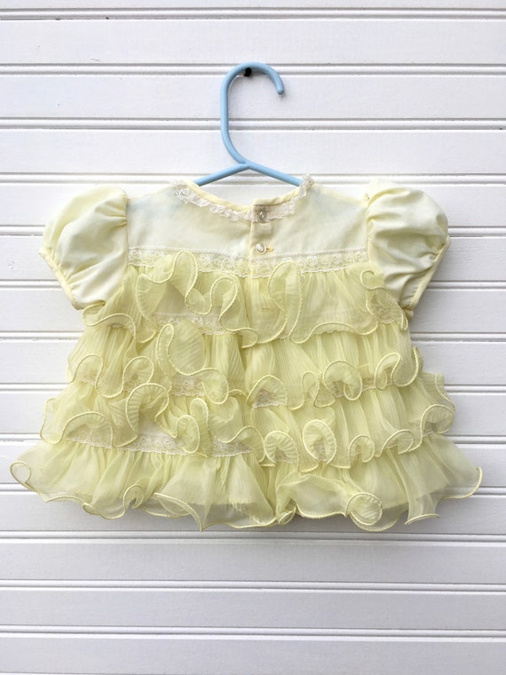 Vintage Baby Girl Yellow EASTER Dress with Sheer … - image 4