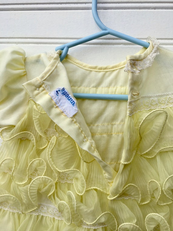 Vintage Baby Girl Yellow EASTER Dress with Sheer … - image 5