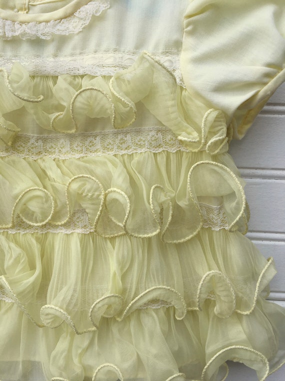 Vintage Baby Girl Yellow EASTER Dress with Sheer … - image 3