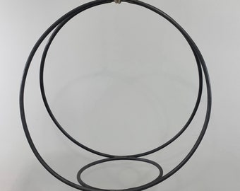 Double Metal Circle Plant Hanger - 12” Circles - Holds 6" Pot – Waxed Steel - Hanging Planter - Indoor Planter - House Plants