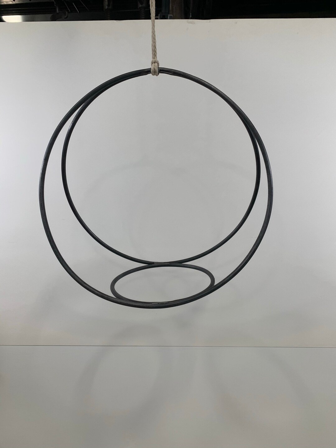 10 Double Metal Circle Plant Hanger Holds 6 Pot Waxed Steel Hanging