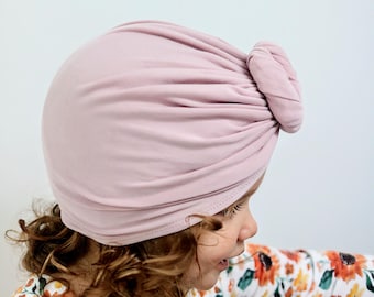 Pink Baby Turban, Bamboo Top Knot Hat, Toddler Winter Outfit, Adult Headwrap, Newborn Hospital Hat, Fall turban