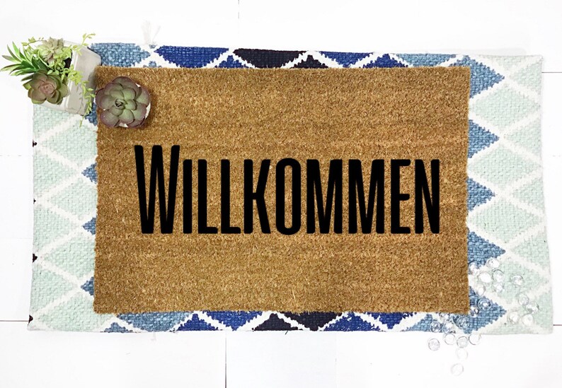 Willkommen Door Mat German Decor doormat Willkommen Etsy