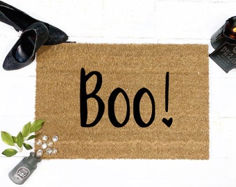 BOO Outdoor/Indoor Mat / Natural Coir| Mean Girls | Cute Halloween Decor | Halloween Doormat by BeaWOODtiful