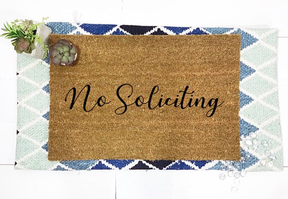 No Soliciting Outdoor Indoor Mat Natural Coir Material Etsy