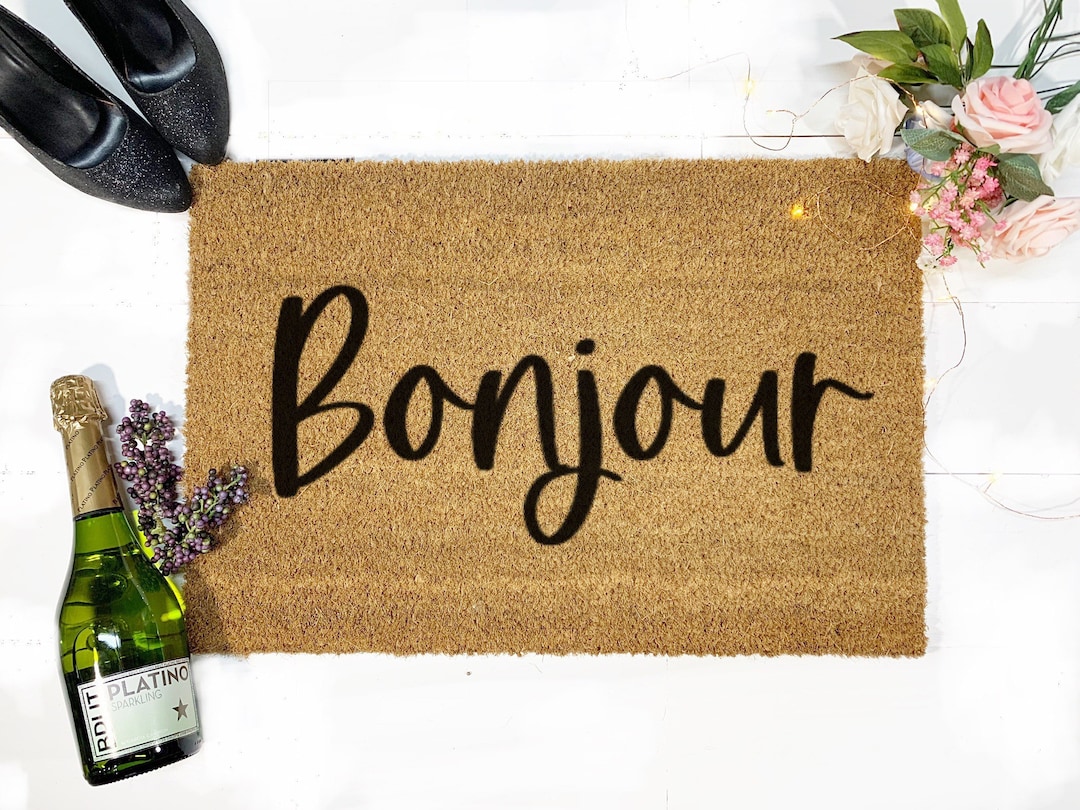 Bonjour Door Mat French Decor Francais Doormat Bonjour Etsy