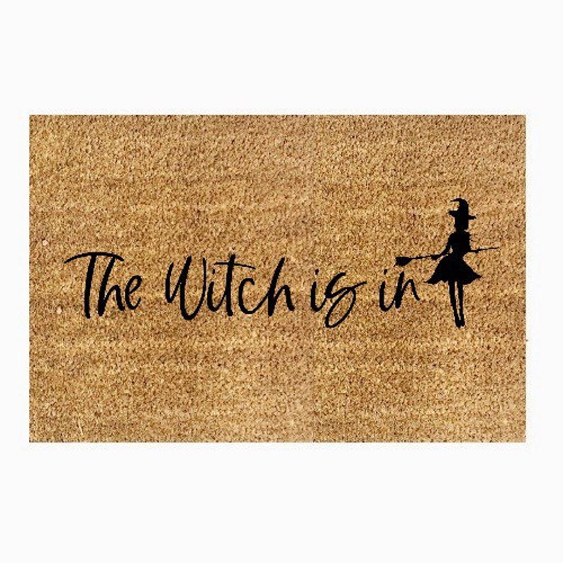Cute Halloween Decor The Witch is in Doormat Witch porch decor Witch Please Doormat witch is in by BeaWOODtiful Halloween doormat