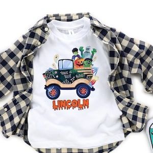 Spooky Truck Halloween Shirt: Ghost, Goblin, Pumpkin - Kids Trick or Treat