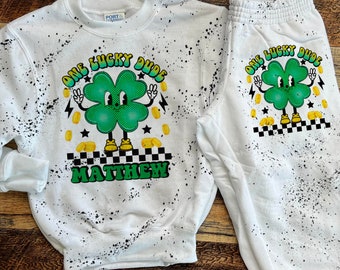 Camiseta de San Patricio para niña: Trébol de la suerte, hecha a mano.